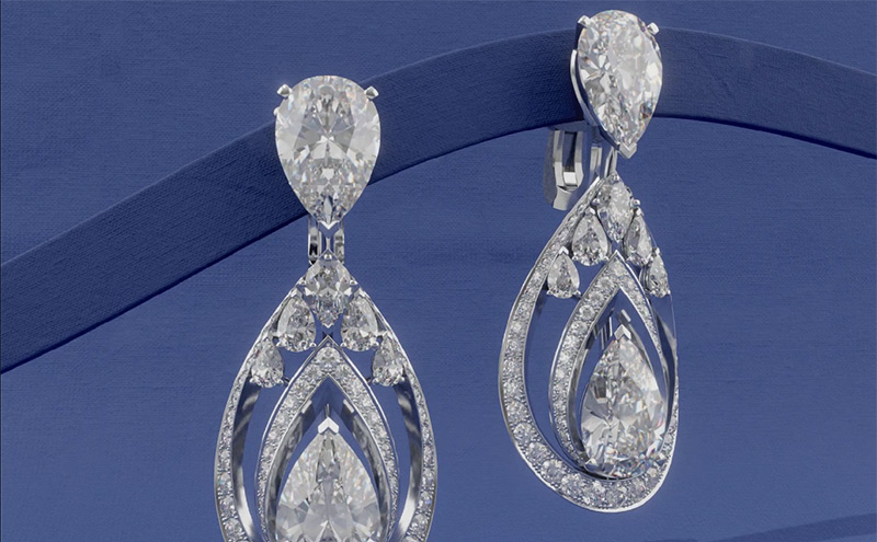 photorealistic render of earrings